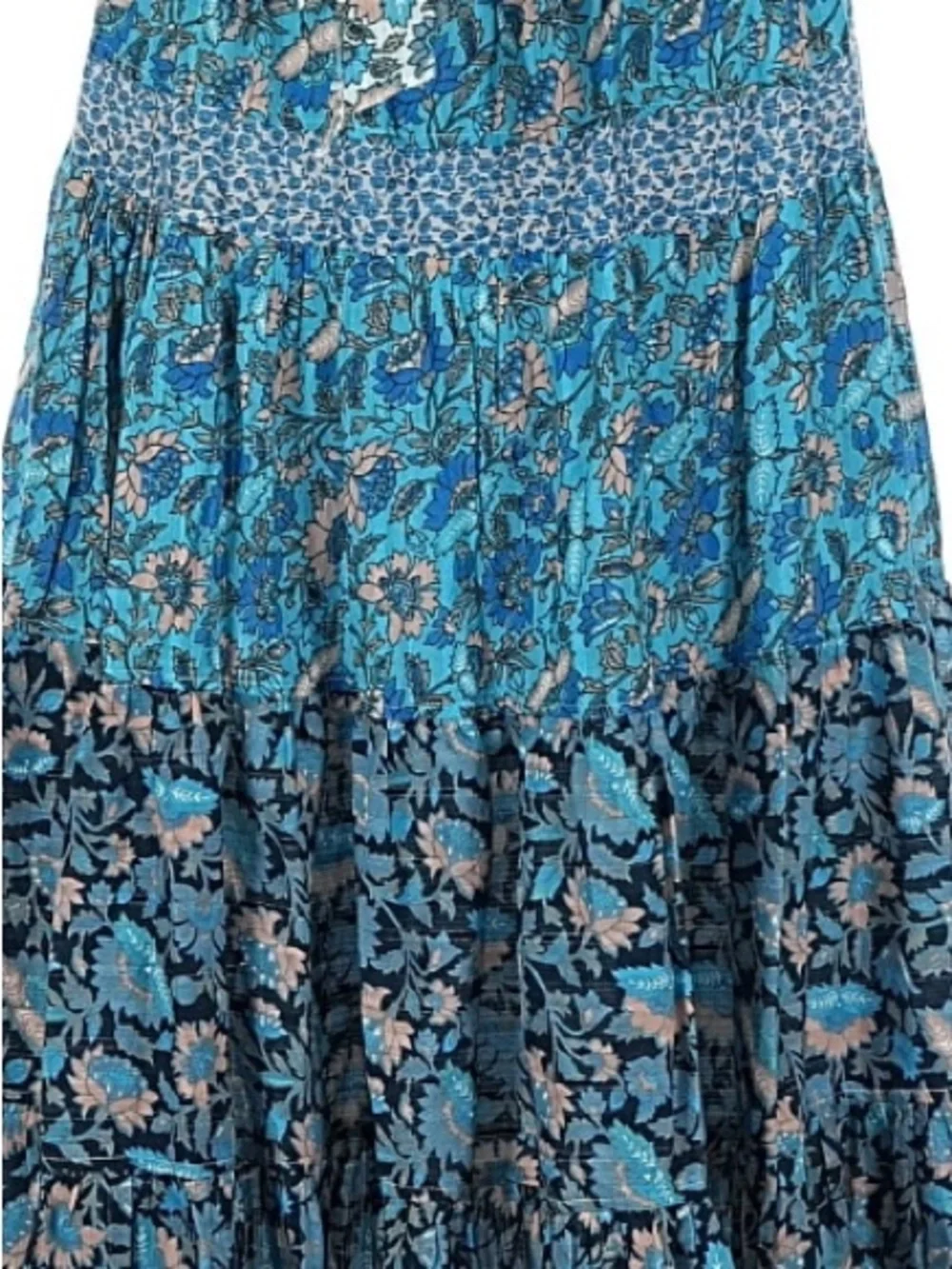 EUC Small La Vie Rebecca Taylor Josephine Midi Dress Patchwork Floral Blue